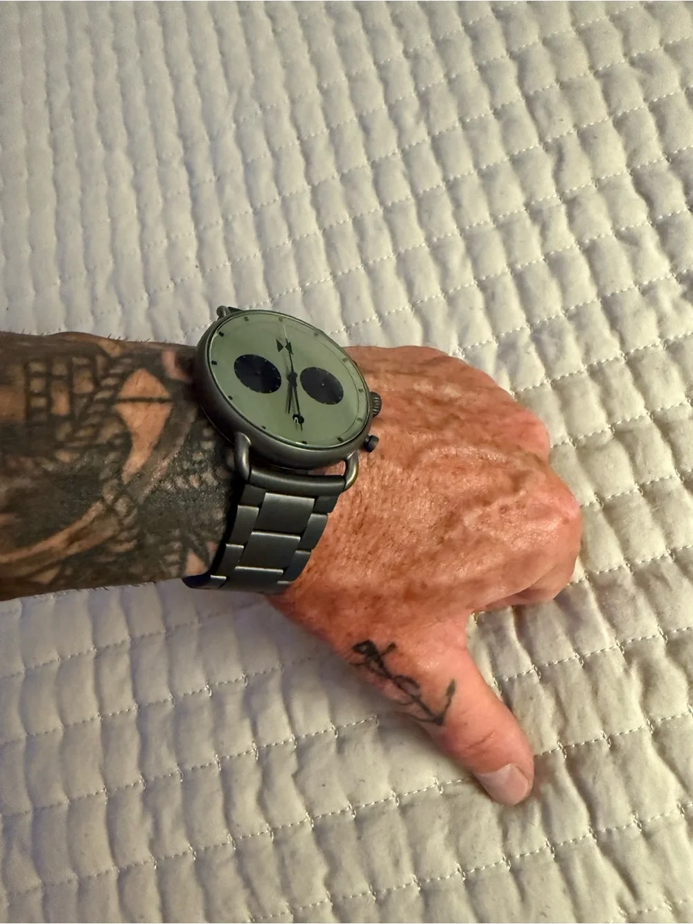MVMT Men's Watch with Sage Green Dial and Gunmetal Bracelet